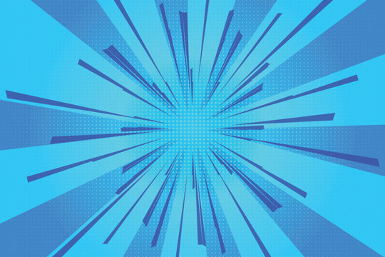 Abstract dots pop art comic book style retro background with exploding rays