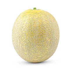 Yellow cantaloupe melon on white background
