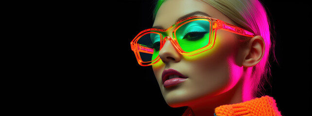 Fototapeta na wymiar Stylish beautiful fashion girl wear trendy sunglasses. Generative AI