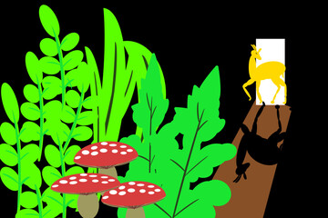 illustration of mushrooms in the garden