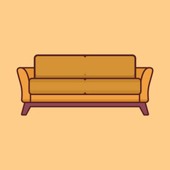 Sofa Chair Vector, Long Cozy Sofa Clip Art