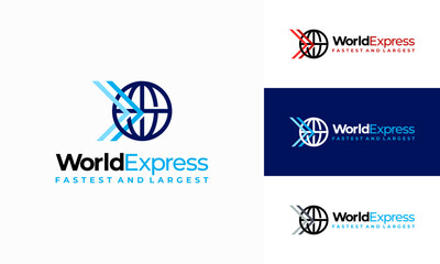 World Express delivery logo, Logistic company vector logo template