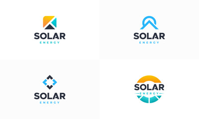 Set of Solar Energy Logo designs concept vector, Solar Energy with roof logo template