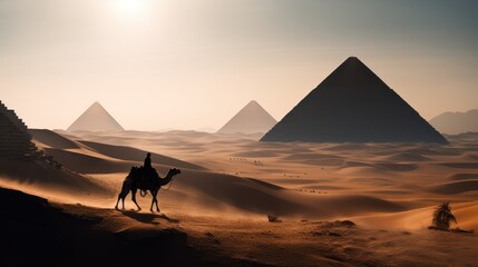 A journey to the great pyramid. Fantasy scenery. concept art. Generative ai