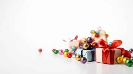 Colorful gift boxes isolated on white background   Generative AI