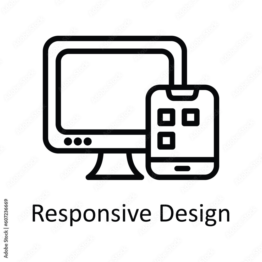 Aufkleber responsive design vector outline icon design illustration. seo and web symbol on white background ep