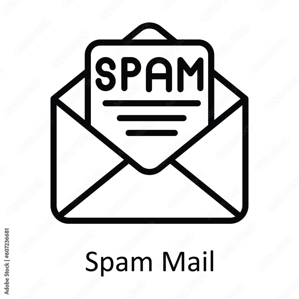 Aufkleber spam mail vector outline icon design illustration. seo and web symbol on white background eps 10 fil