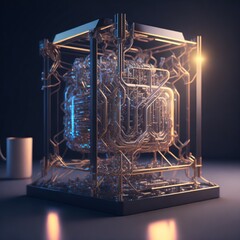 Realistic illustration of quantum computer Generative AI