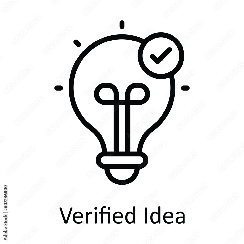 Poster verified idea vector outline icon design illustration. seo and web symbol on white background eps 10