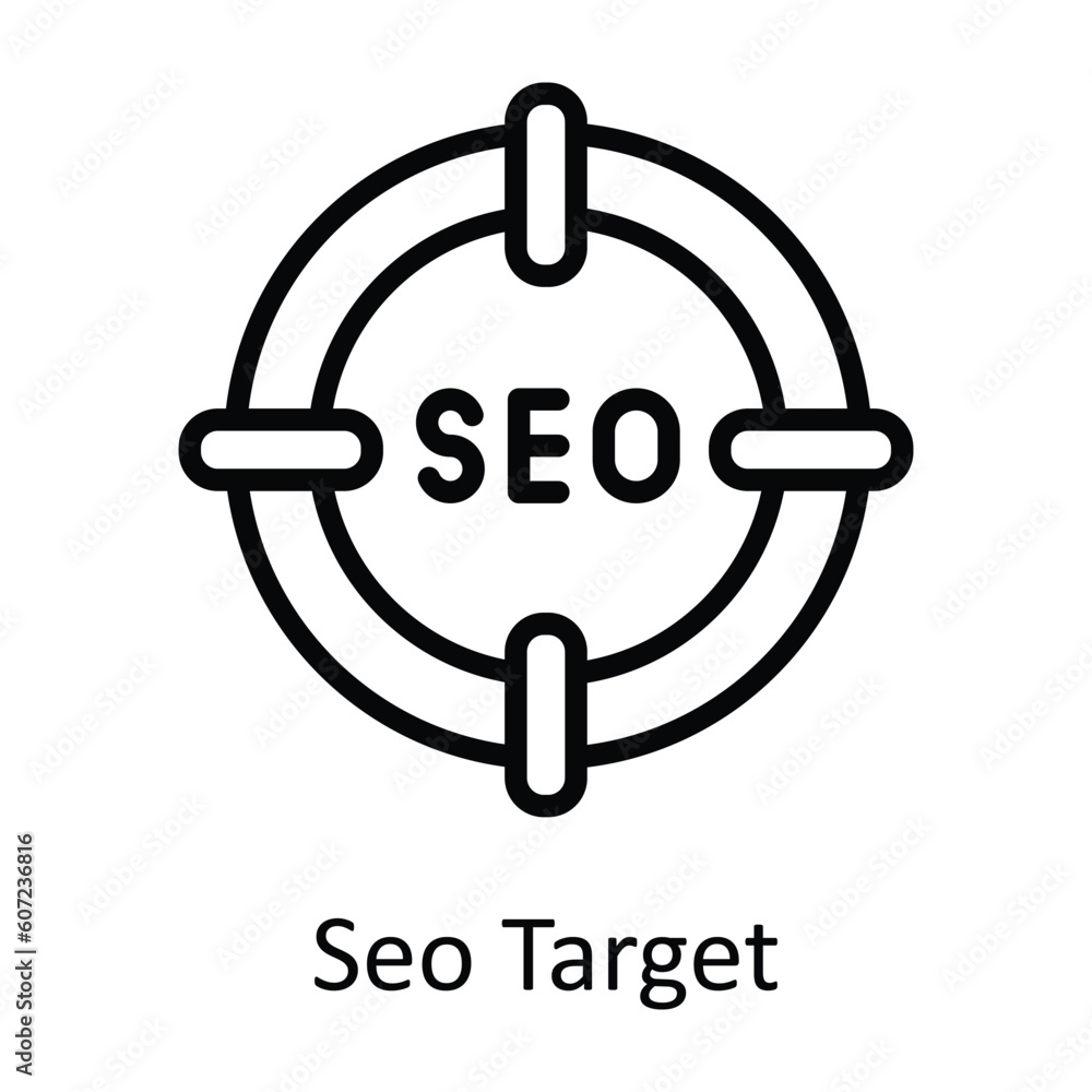 Poster seo target vector outline icon design illustration. seo and web symbol on white background eps 10 fi
