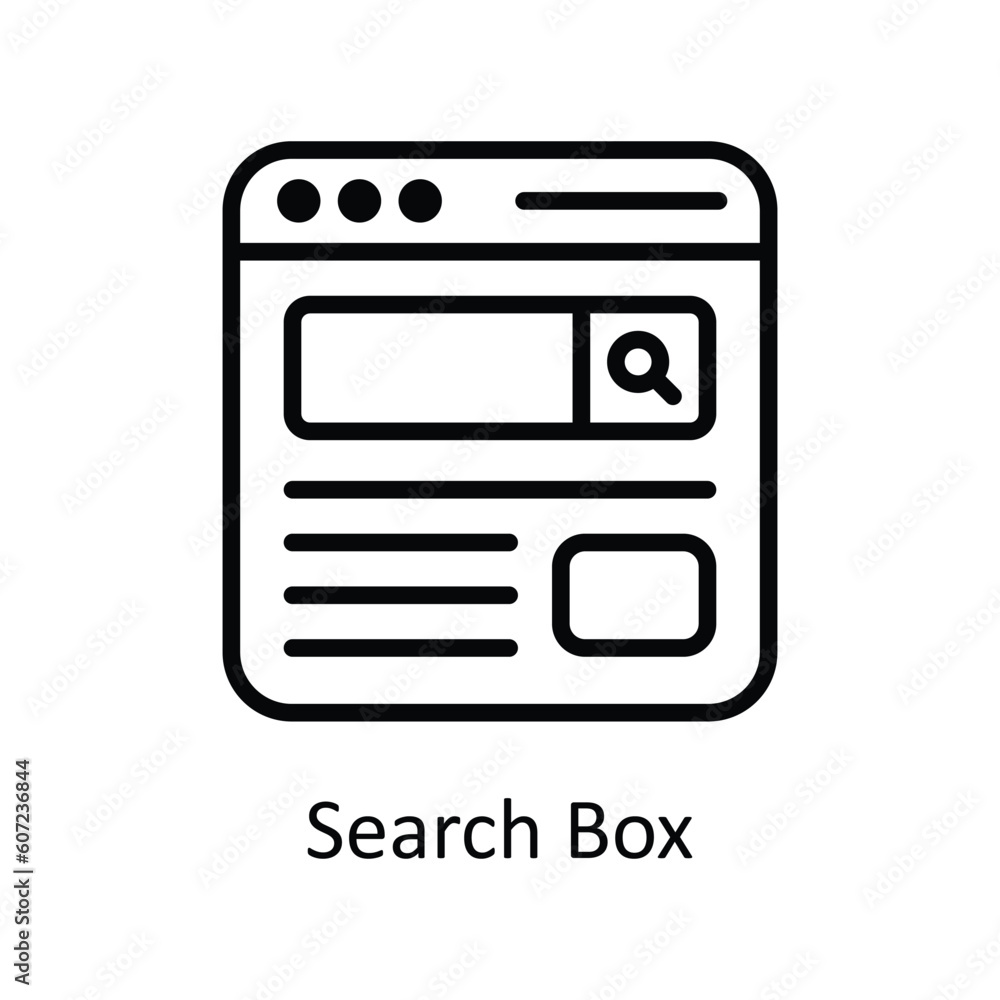 Poster search box vector outline icon design illustration. seo and web symbol on white background eps 10 fi