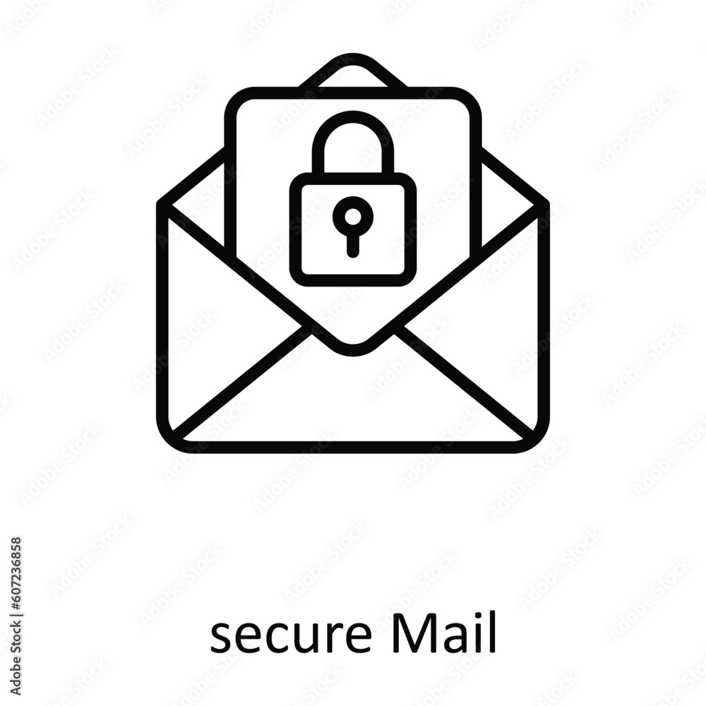 Aufkleber secure mail vector outline icon design illustration. seo and web symbol on white background eps 10 f