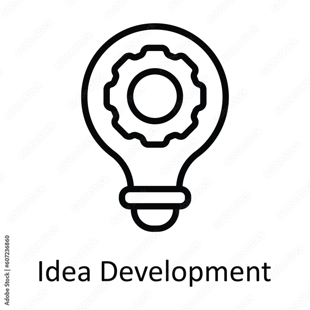 Poster idea development vector outline icon design illustration. seo and web symbol on white background eps