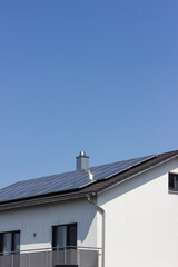 solar panel rooftop on building roof with construction scaffold