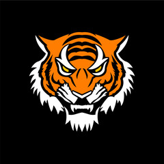 Fierceful tiger head logo in vector.