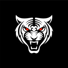 Fierceful tiger head logo in vector.