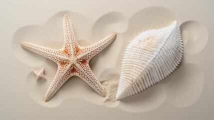 Fototapeta na wymiar two different types of white starfish Generative AI
