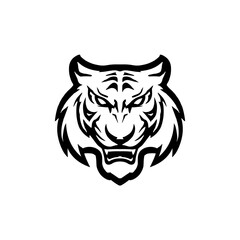 Fierceful tiger head logo in vector.