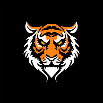 Fierceful tiger head logo in vector.