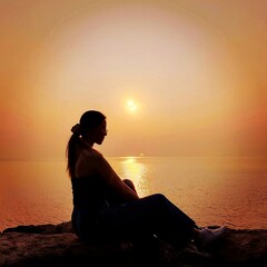 Empowering Sunset: Inspiring Women Silhouetted Against the Sky