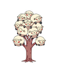 Adorable Cotton Tree Animals Fluffy Sheep Earth Day