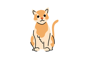 Adorable Cat. Charming Yellow Cream Colored Flat Vector Illustration