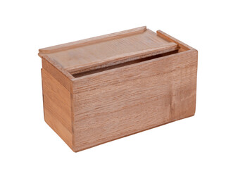 Vintage Wooden Open Little Box on White Background. File with Clipping Path.
