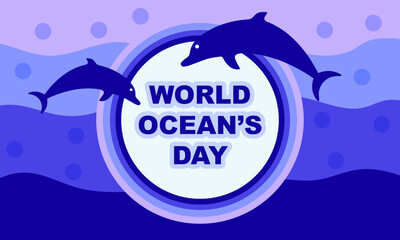 world ocean's day paper art with dolphin