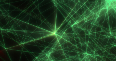 Fototapeta premium Abstract green energy lines triangles magical bright glowing futuristic hi-tech background