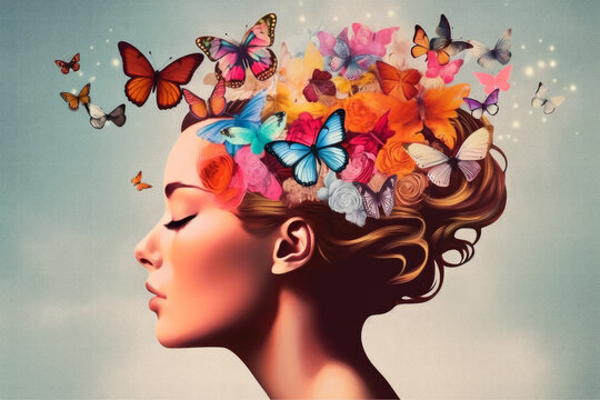 Abstract artwork on mental health and how to deal with the mind Wellness. Concept image of letting go. Generative AI. 