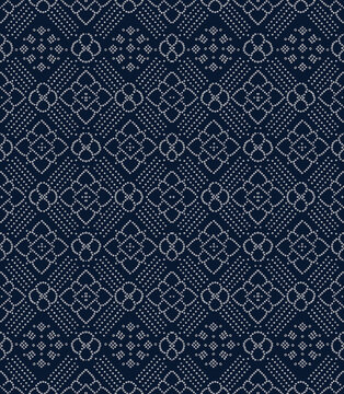 seamless pattern blue and white chunri repeat indian traditional textile pattern