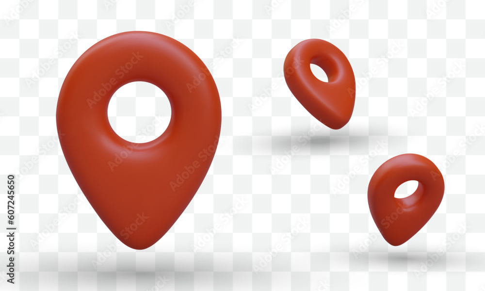 Aufkleber set of 3d realistic location sign in different positions. concept of signs for use on travel maps, w