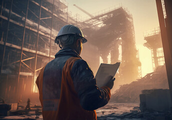 Fototapeta premium engineer man work job advertisement flyer news background illustration build