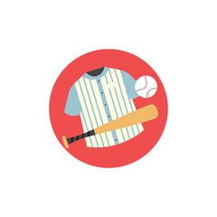 Baseball equipment round icon, flat vector illustration isolated on white background.