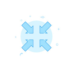 Minimize a window flat vector icon. Filled line style. Blue monochrome design. Editable stroke