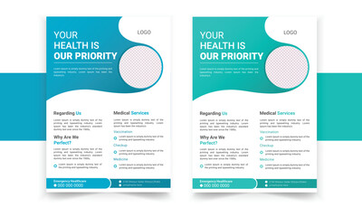 Vector medical a4 flyer bundle design template