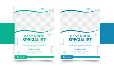 Vector medical a4 flyer bundle design template
