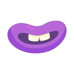 Psychedelic Mouth with Teeth smile. Cartoon Mouth for funny character. Cartoon Vector illustration