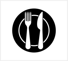 Stencil fork knife icon isolated Food clipart Vector stock illustration EPS 10