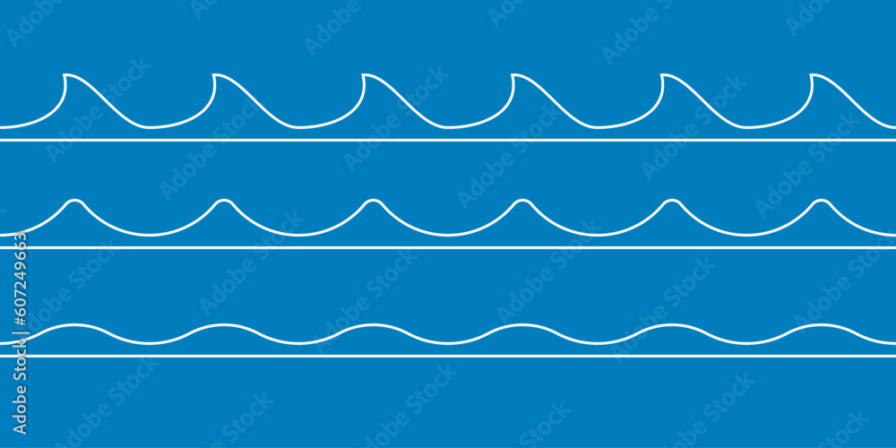 Canvas Prints wave set. seamless water waves pattern with abstract line shapes. sea, ocean, river symbol. vector i