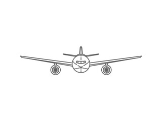 front view airplane icon line art