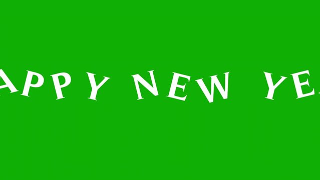 Happy New Year text motion graphics with green screen background