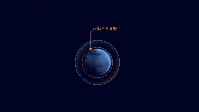 HUD element - rotating planet with a text callout.