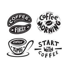 Coffee vector icon logo design template using for coffee shop labels, badges, emblem.
