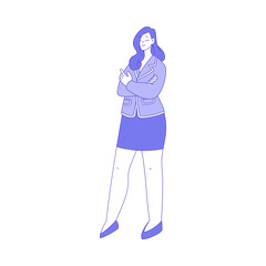 Business Woman Character Standing and Smiling Vector Illustration