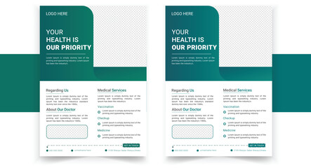 Vector medical a4 flyer bundle design template