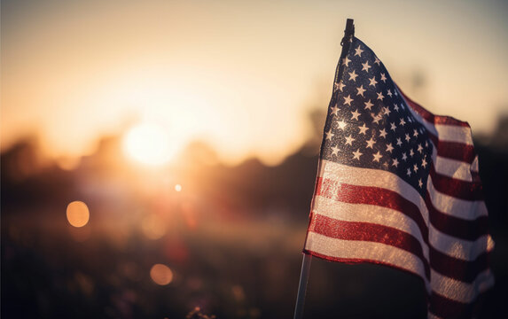 USA freedom background with sunrise sky, Flag Day background