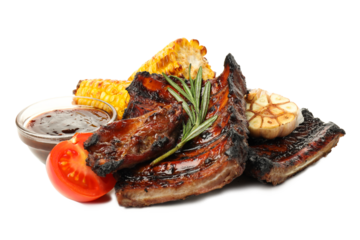 PNG, Tasty BBQ meat isolated on white background