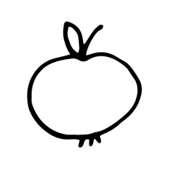 apple hand drawn in doodle style. icon, sticker.