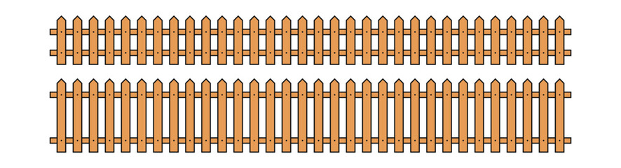 Colored outline fence in flat style vector illustration isolated on white